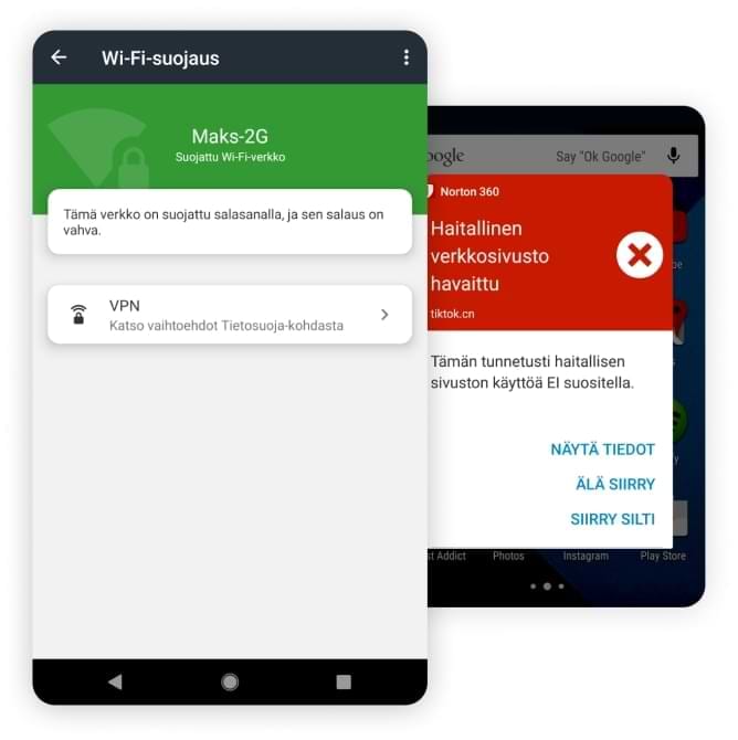 Wi-Fi-suojaussovellus tabletilla ja puhelimessa